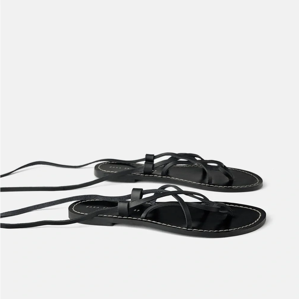 Elegant Black Leather Sandals 41 - Picture 2 of 2